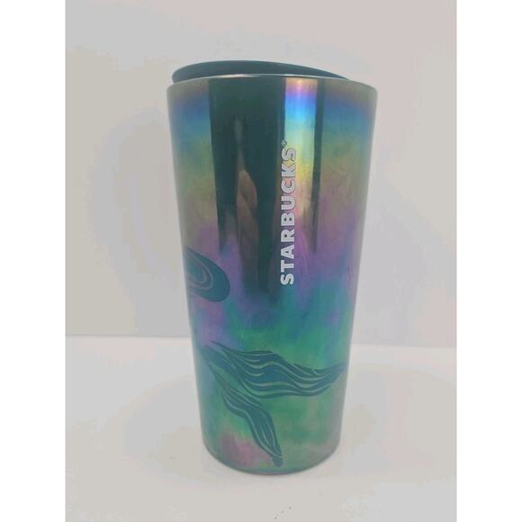 Starbucks 2023 IRIDESCENT TEAL BLUE MERMAID SIREN Travel Mug Tumbler with Lid - Picture 2 of 4